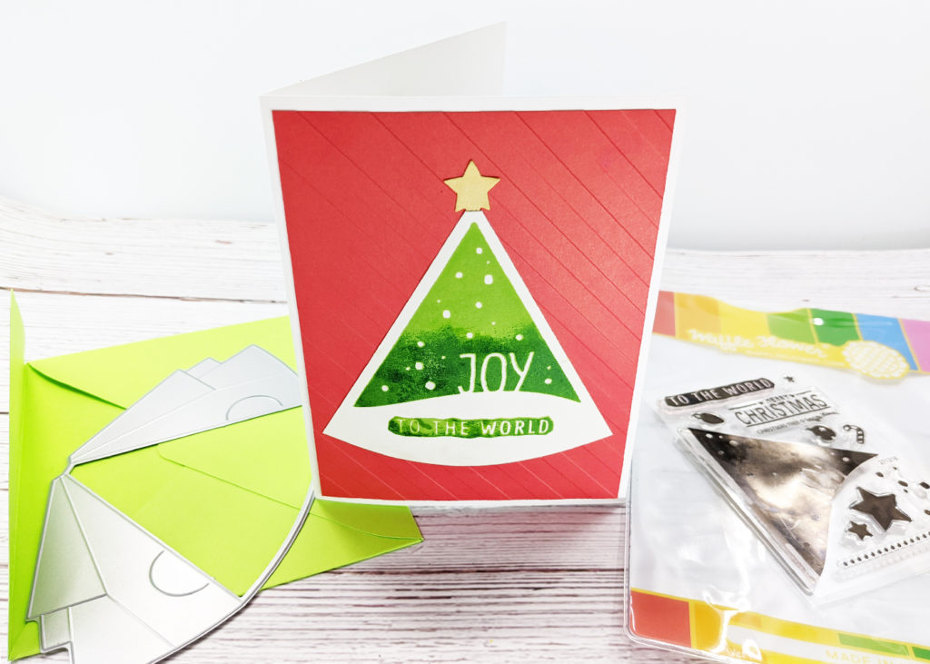 Christmas card using Waffle Flower Christmas Tree Pull-tab & Pop-up Add-on