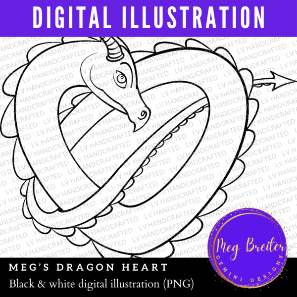 Meg's Dragon Heart (Black & White)